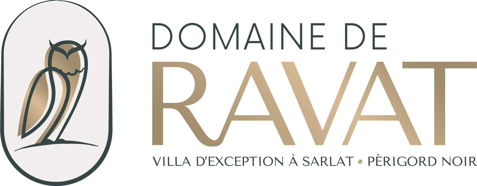 Domaine de Ravat maison dhotes et seminaire Sarlat Dordogne Logobaseline vert dore degrade